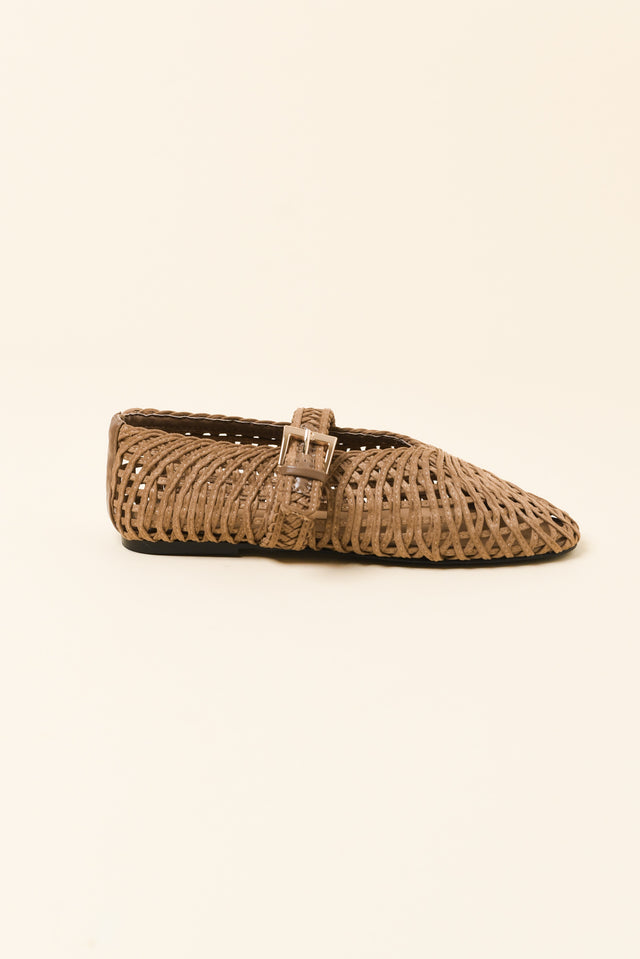 Lot Tan Woven Ballet Flat image 1