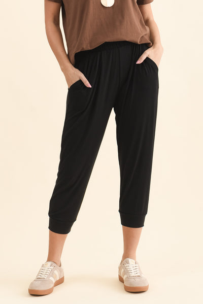 Louis Black Cropped Jogger Pants
