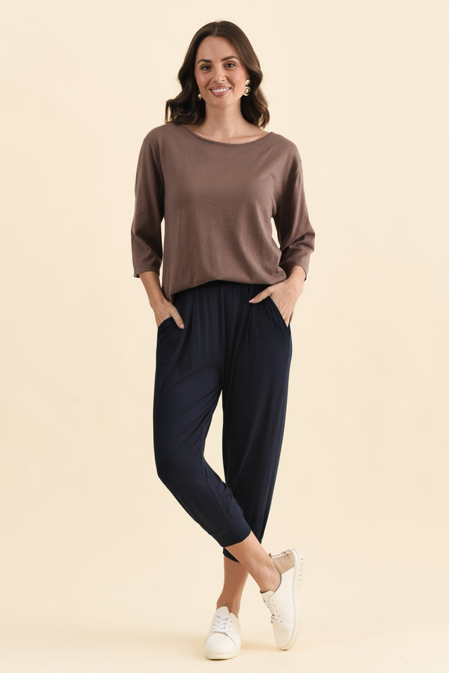 Louis Navy Cropped Jogger Pants,Full Body,Brunette model,alt text|model:MJ image 7