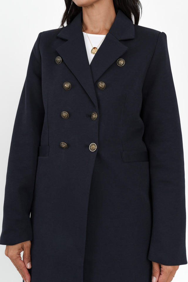 Louise Navy Collared Button Coat image 6