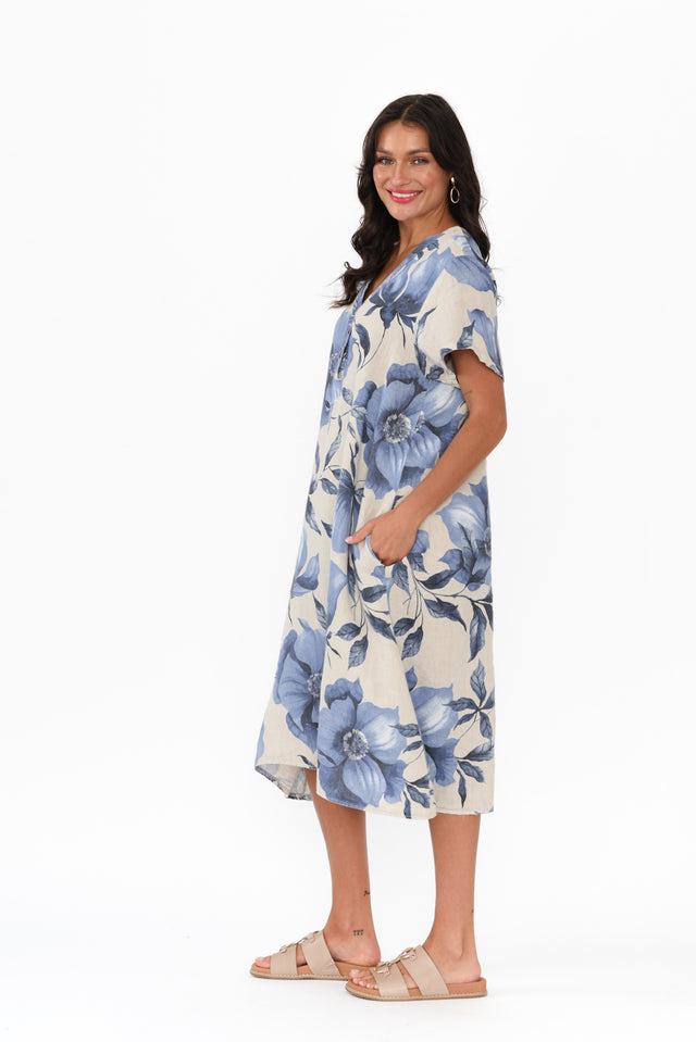 Louisiana Taupe Floral Button Dress,Brunette model,alt text|model:Brontie image 4