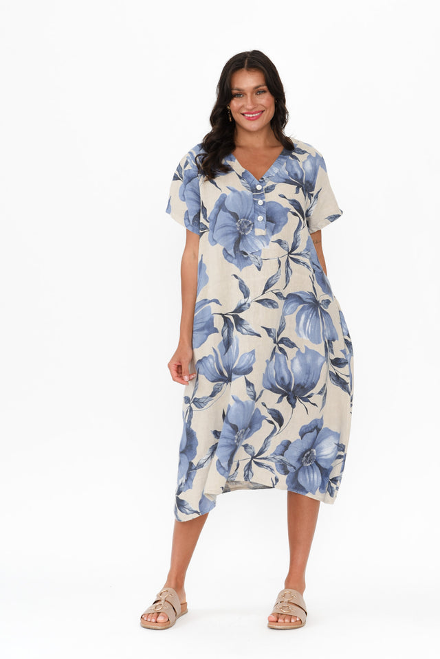 Louisiana Taupe Floral Button Dress,Brunette model,alt text|model:Brontie image 3