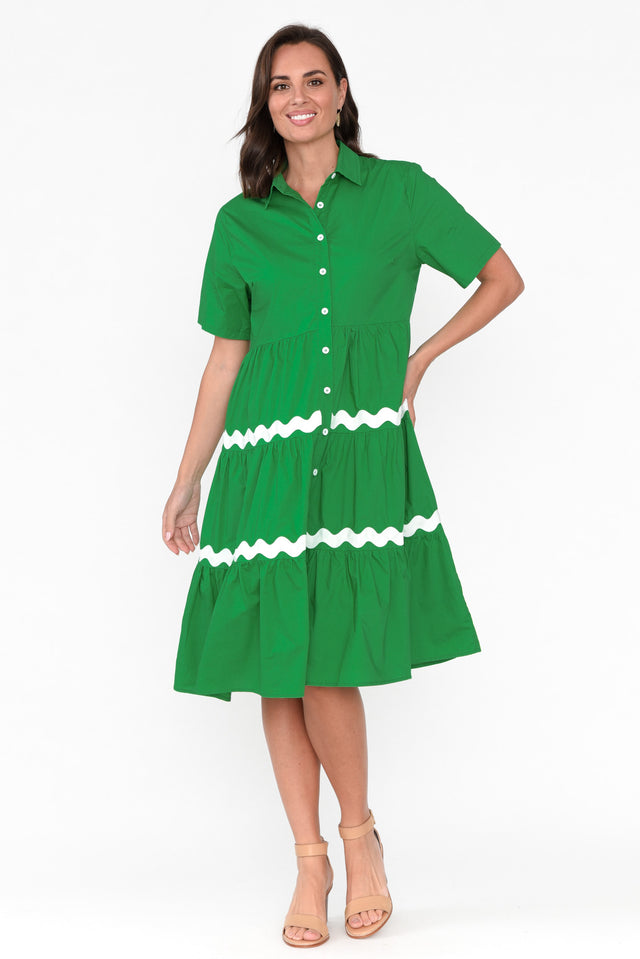 Lourdes Green Cotton Shirt Dress image 2