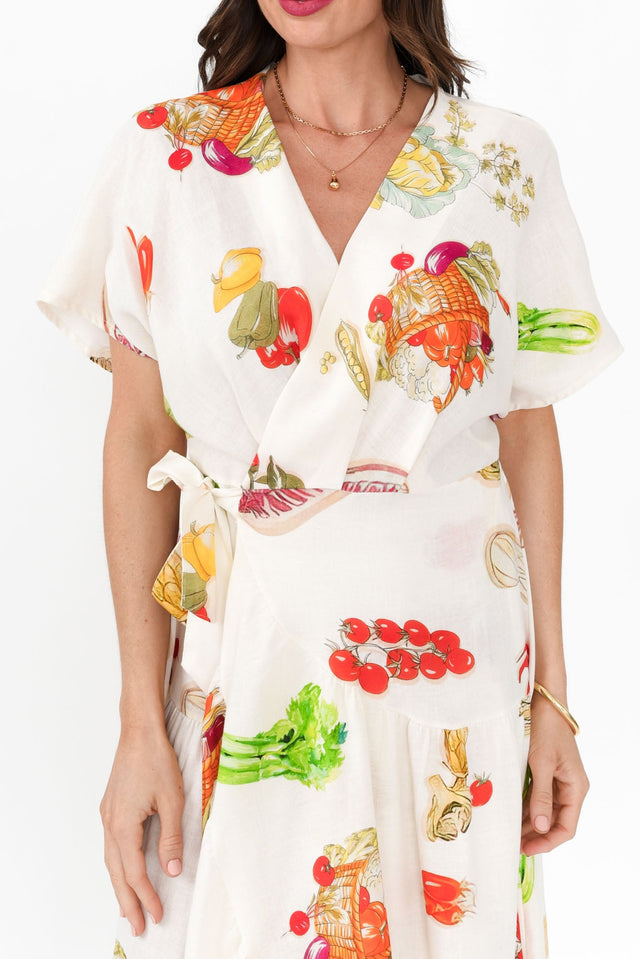 Luanne White Harvest Linen Blend Dress,Brunette model,alt text|model:Elouise image 7