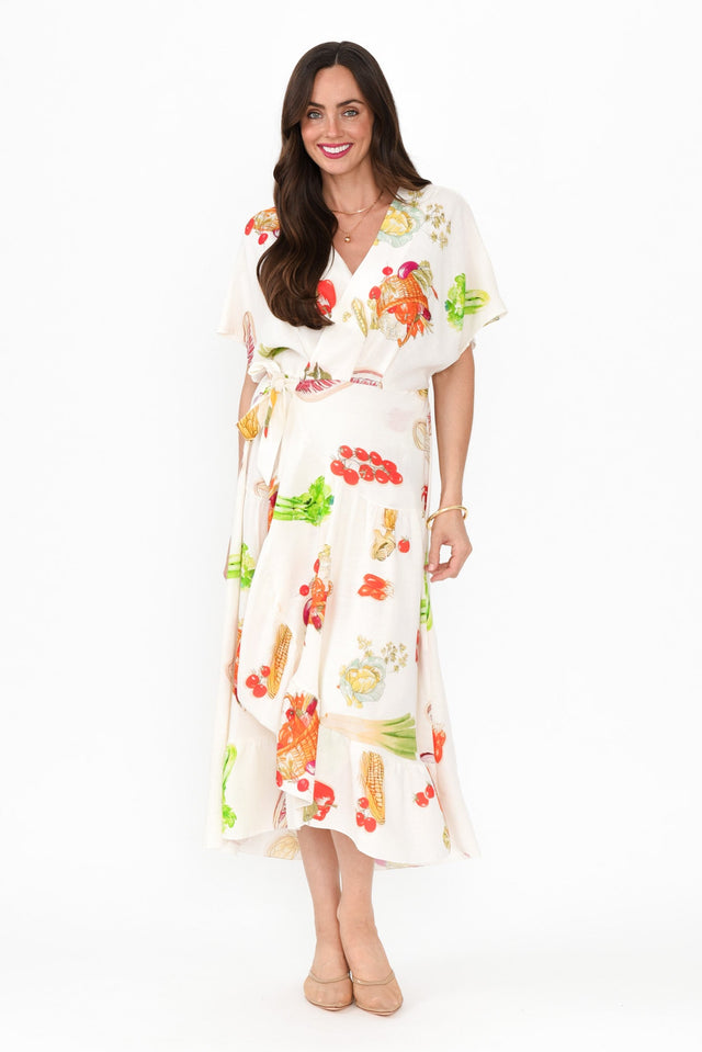 Luanne White Harvest Linen Blend Dress,Brunette model,alt text|model:Elouise image 4