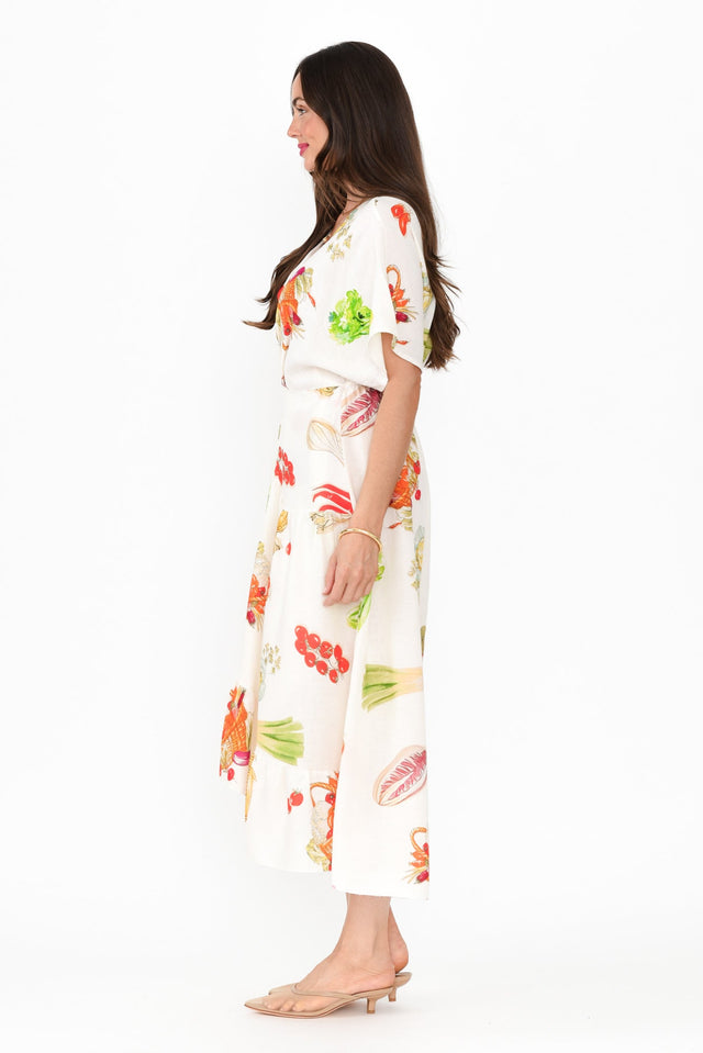 Luanne White Harvest Linen Blend Dress,Brunette model,alt text|model:Elouise image 5