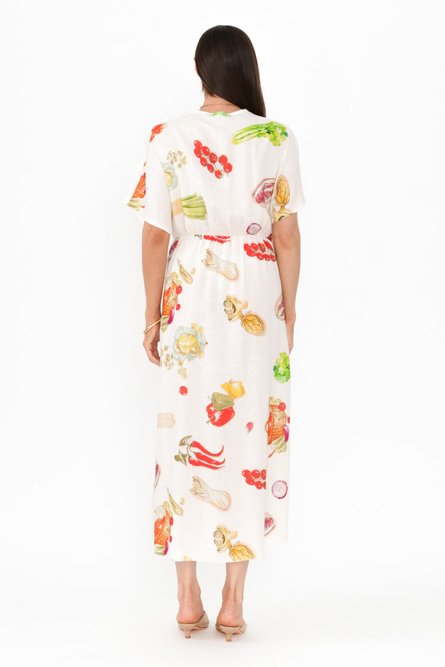 Luanne White Harvest Linen Blend Dress,Brunette model,alt text|model:Elouise image 6
