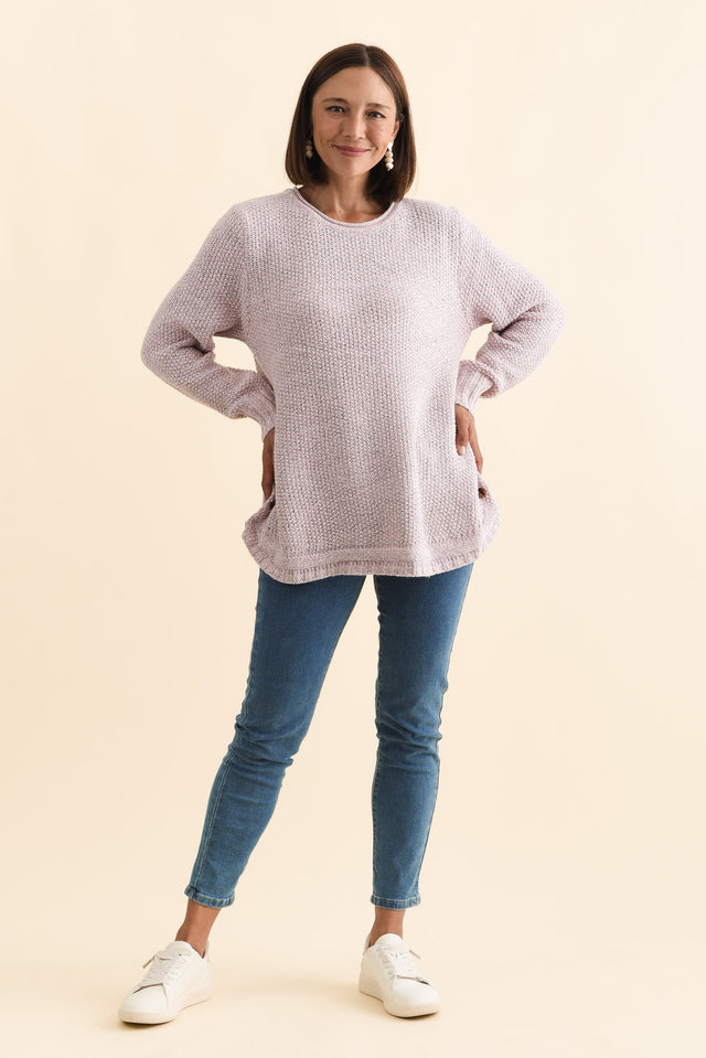 Lucas Pink Knit Button Jumper,Brunette model,alt text|model:Cara image 8