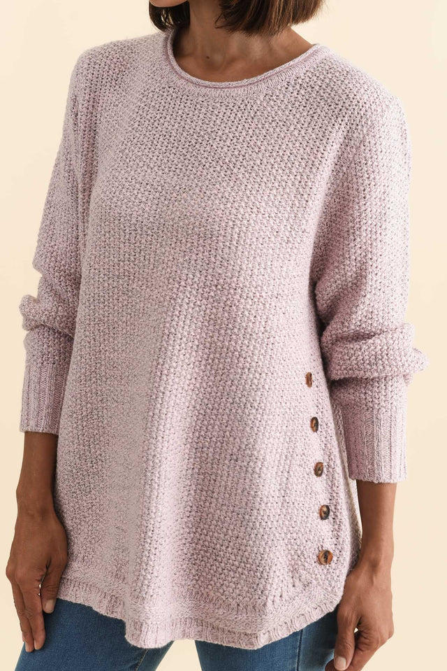Lucas Pink Knit Button Jumper,Brunette model,alt text|model:Cara image 7