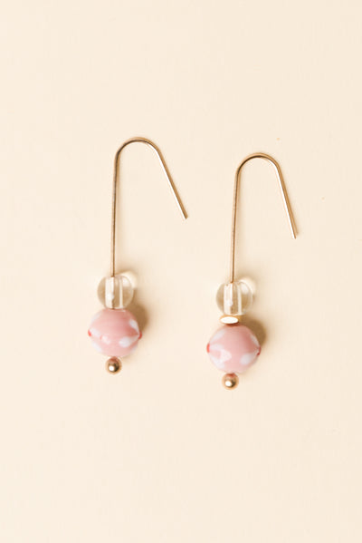 Lucky Pink Flower Hook Earrings