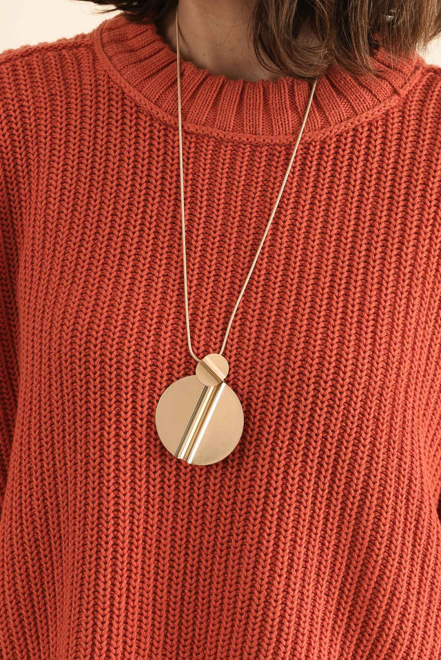 Luela Orange Half Sleeve Knit Jumper,Detail,Brunette model,alt text|model:Cara image 6