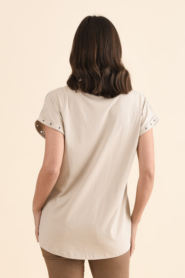 Lumi Natural Foil Spot Cotton Tee,Back,Brunette model,alt text|model:MJ image 5