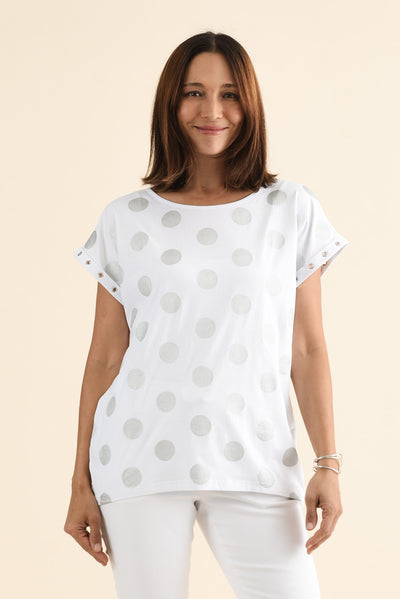 Lumi White Foil Spot Cotton Tee
