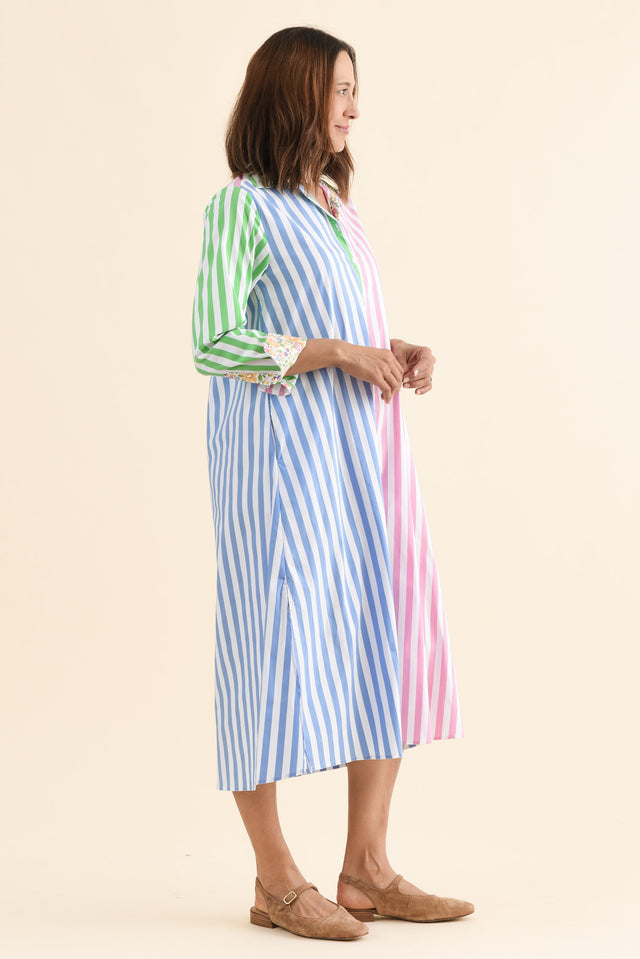 Luna Blush Stripe Cotton Shirt Dress image 3