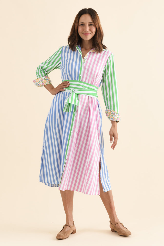 Luna Blush Stripe Cotton Shirt Dress image 2