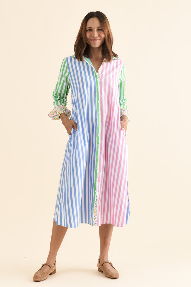 Luna Blush Stripe Cotton Shirt Dress image 6