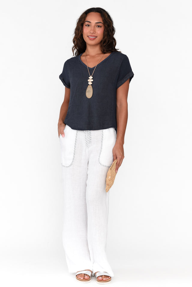 Lundy White Trim Linen Pants
