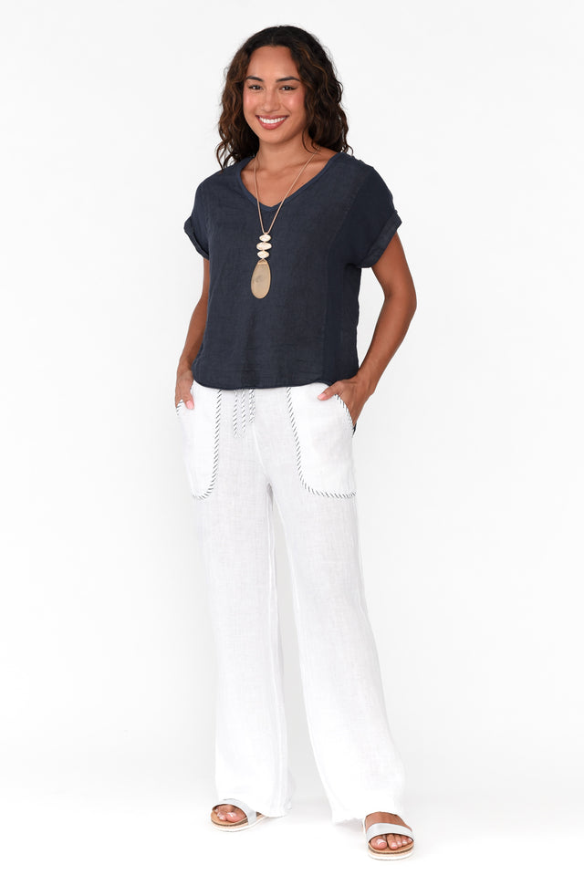 Lundy White Trim Linen Pants