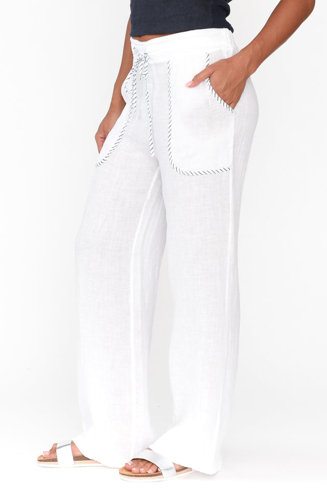 Lundy White Trim Linen Pants image 3