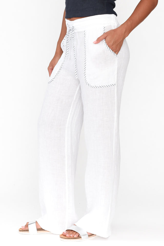 Lundy White Trim Linen Pants