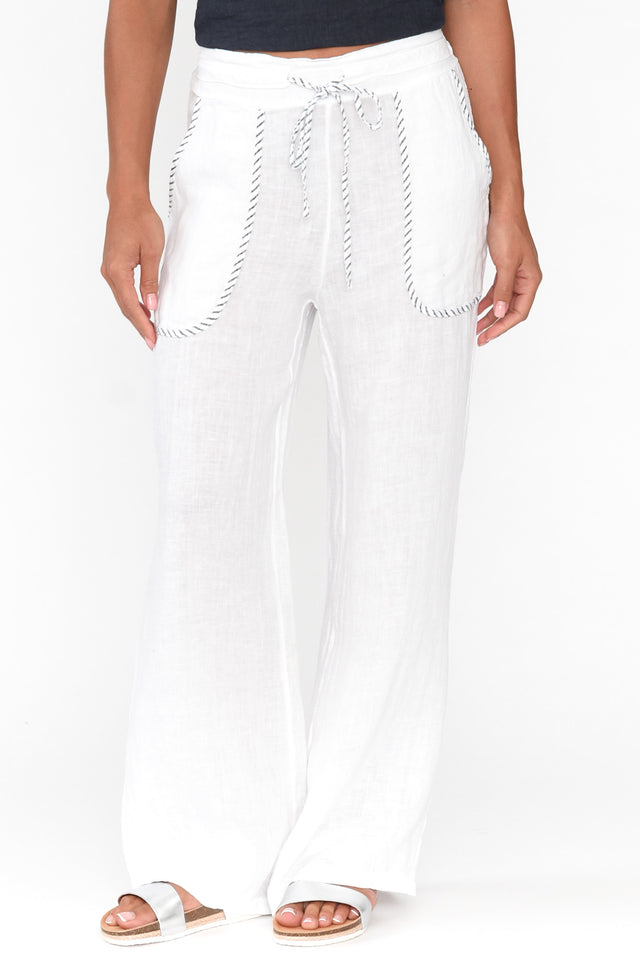 Lundy White Trim Linen Pants