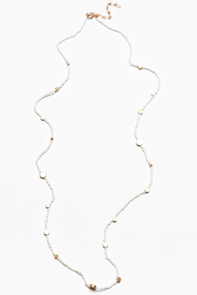 Lura White Beaded Necklace