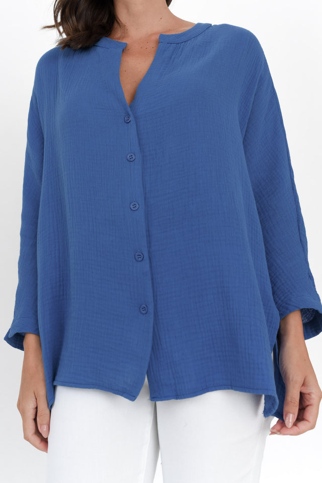 Lurline Cobalt Cotton Shirt image 7