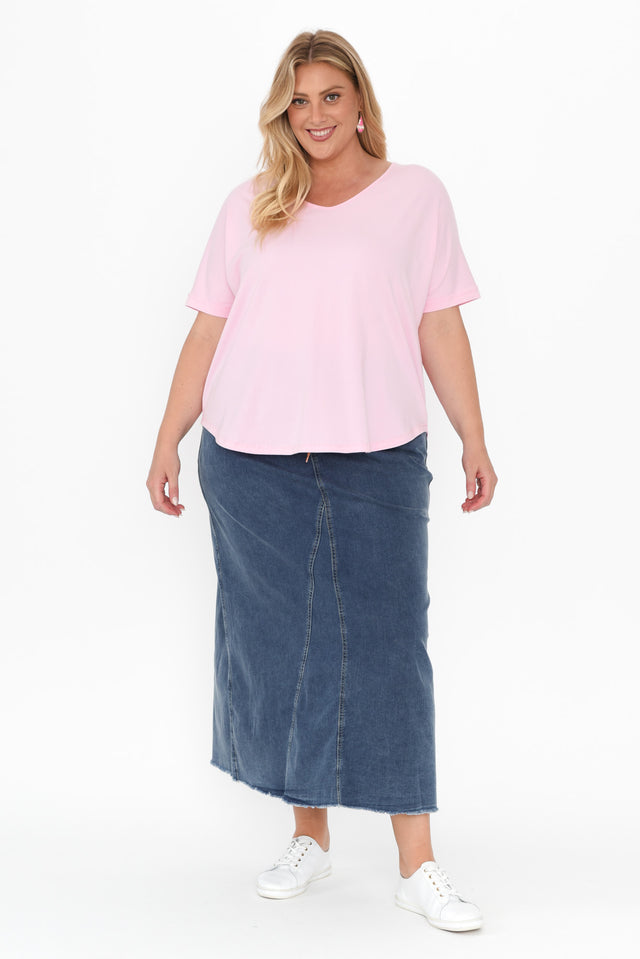 Lusia Dark Blue Denim Tie Skirt,Blonde model,alt text|model:Caitlin image 11