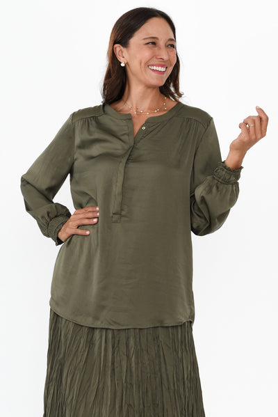 Luxe Khaki Gloss Tunic