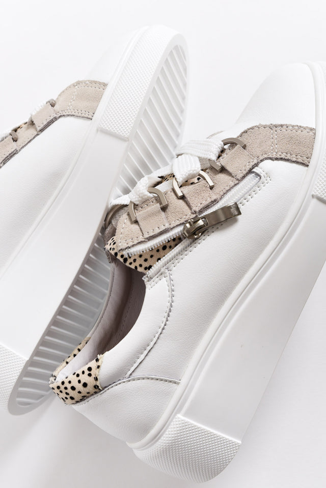 Luxury White Stripe Leather Sneaker image 6
