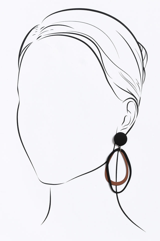 Luz Black Oval Drop Earrings image 2