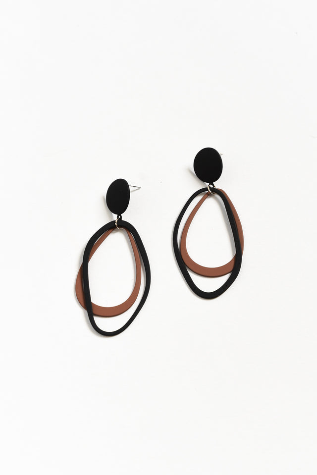 Luz Black Oval Drop Earrings