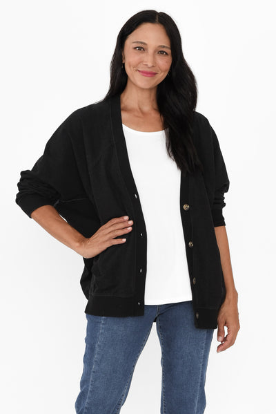 Lydia Black Cotton Cardigan