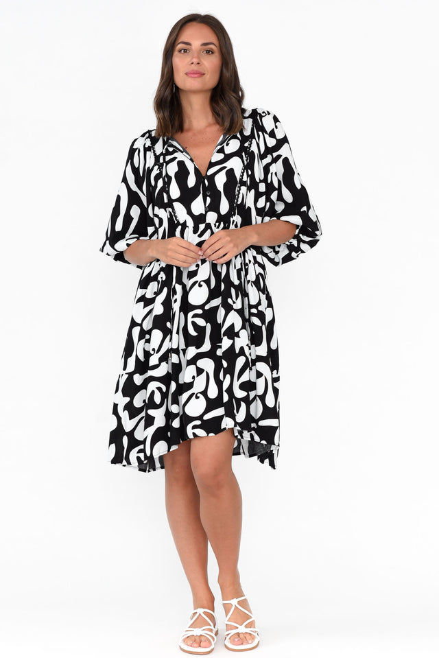 Lyric Black Abstract Pocket Dress