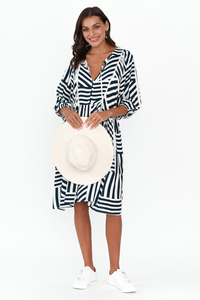 Lyric Navy Stripe Pocket Dress