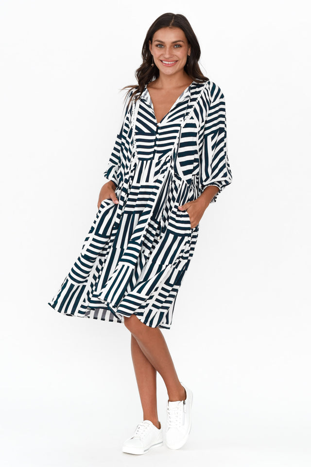 Lyric Navy Stripe Pocket Dress