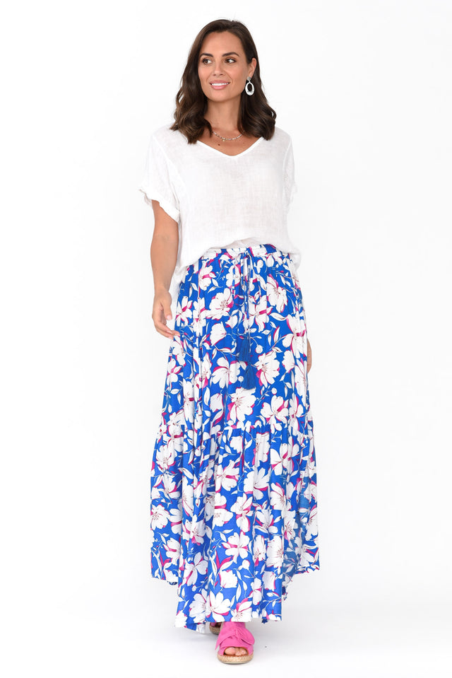 Lysandra Blue Flower Maxi Skirt banner image