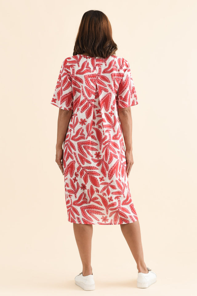 Mackie Red Garden Cotton Pocket Dress,Back,Brunette model,alt text|model:Cara image 4