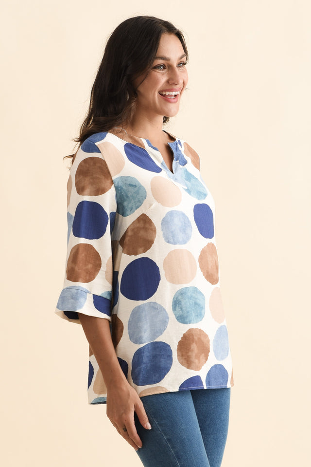 Maddox Navy Spot Cotton Blend Top,Brunette model,alt text|model:Brontie image 4