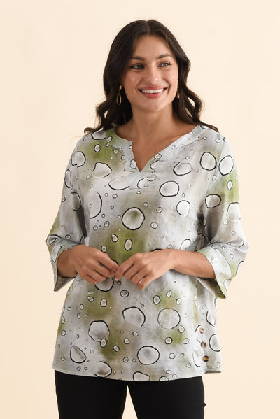 Maddox Sage Bubble Cotton Blend Top