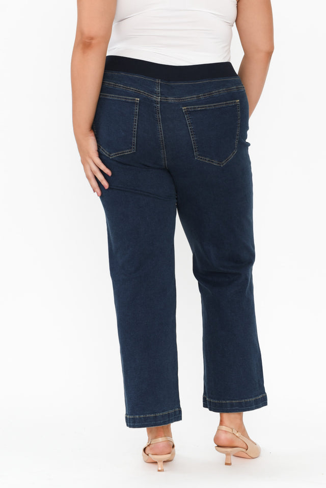 Maddy Dark Blue Straight Leg Jeans,Brunette model,alt text|model:Gabby image 16