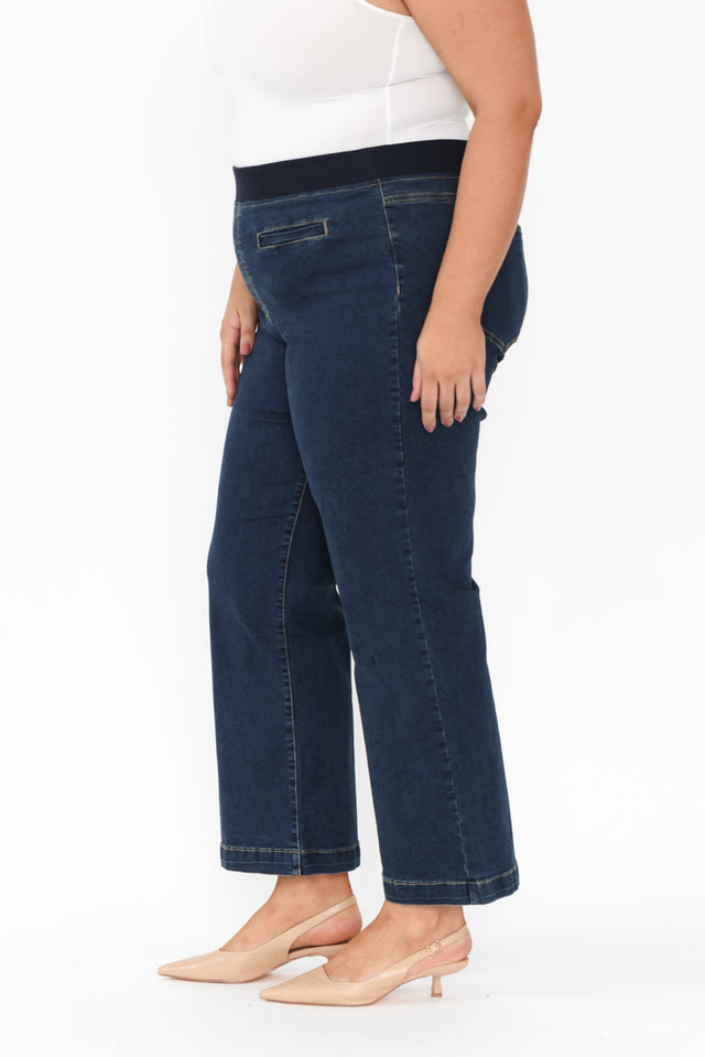 Maddy Dark Blue Straight Leg Jeans,Brunette model,alt text|model:Gabby image 15