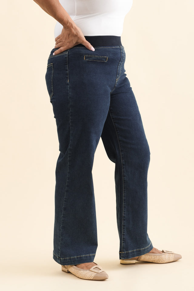 Maddy Dark Blue Straight Leg Jeans,Brunette model,alt text|model:Pilita image 11