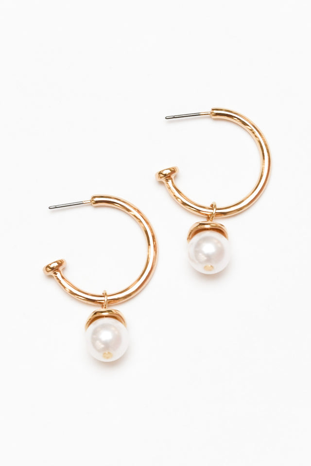 Madeline Gold Pearl Drop Earrings image 1