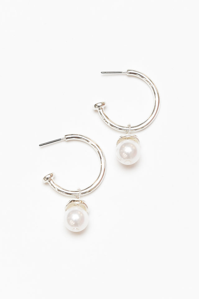 Madeline Silver Pearl Drop Earrings image 1