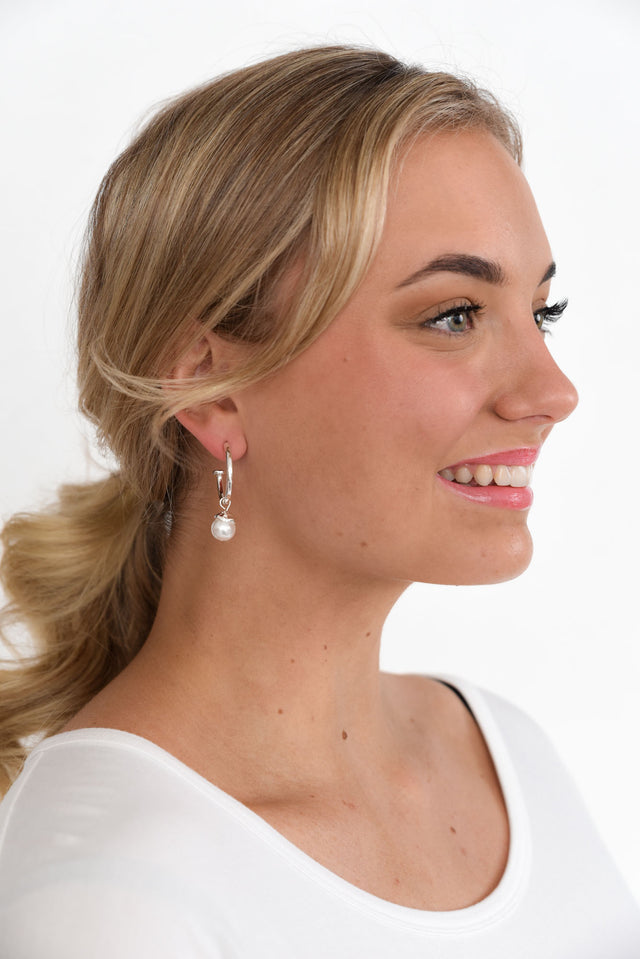 Madeline Silver Pearl Drop Earrings image 4