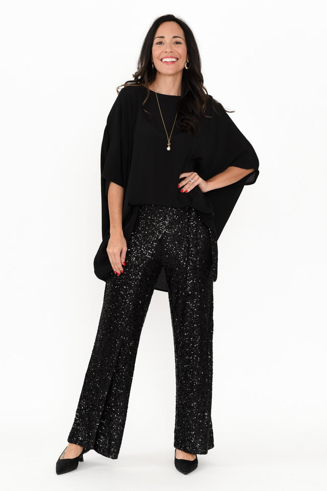 Mae Black Sequin Wrap Pants,Brunette model,alt text|model:Nicole image 4