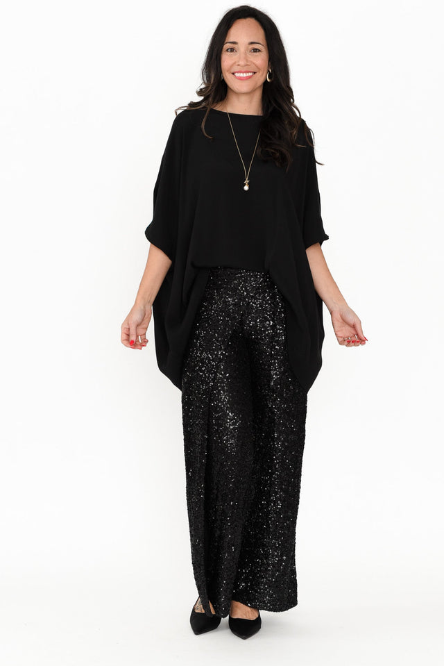 Mae Black Sequin Wrap Pants,Brunette model,alt text|model:Nicole image 8