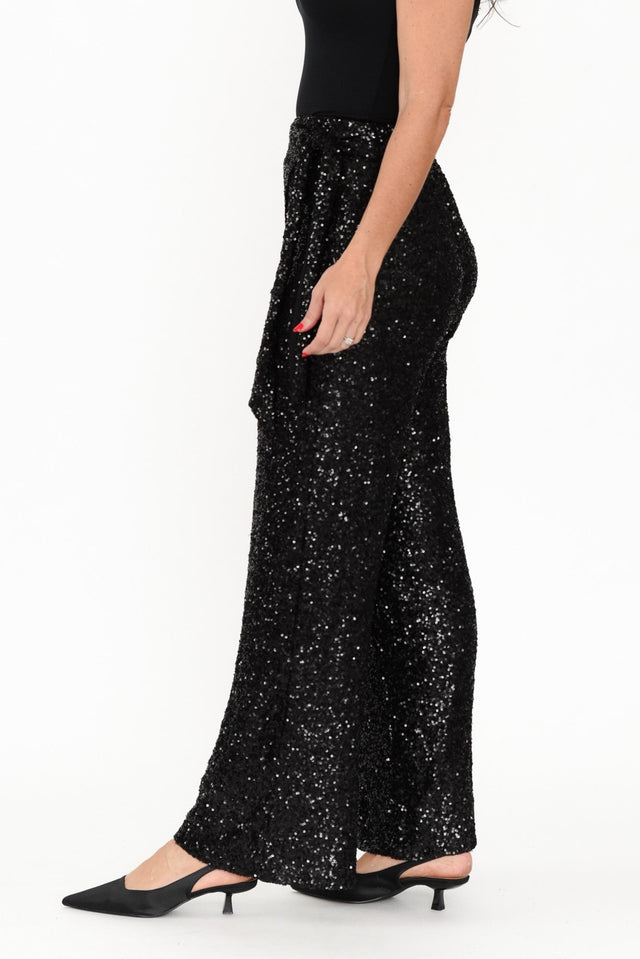 Mae Black Sequin Wrap Pants,Brunette model,alt text|model:Nicole image 6
