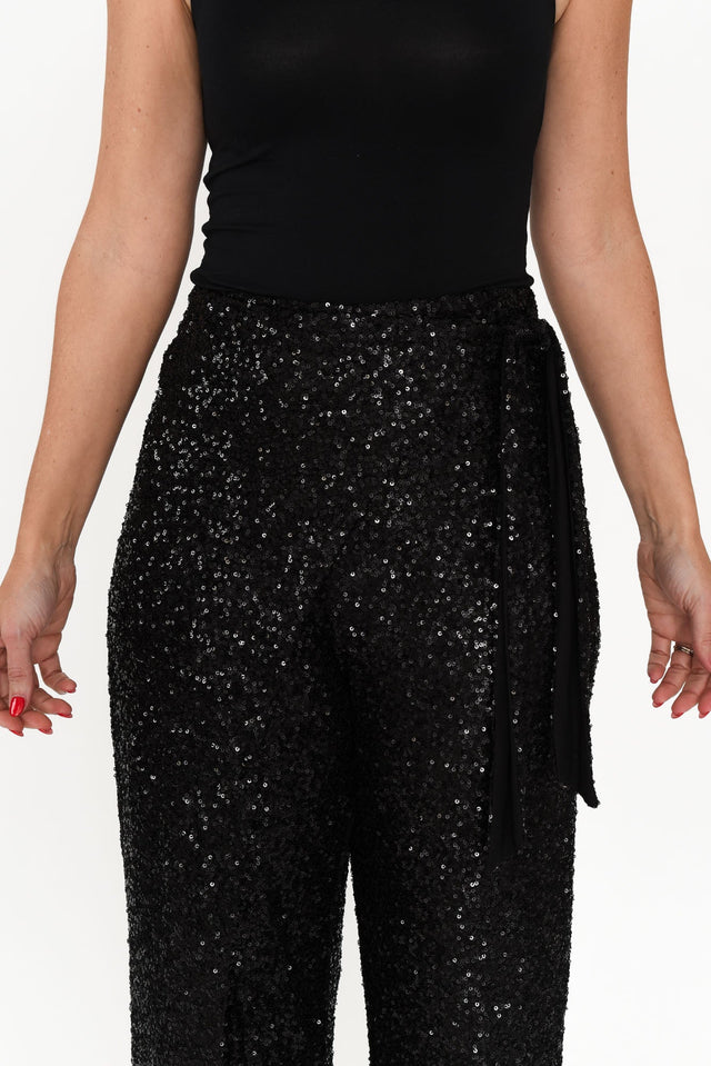 Mae Black Sequin Wrap Pants,Brunette model,alt text|model:Nicole image 5